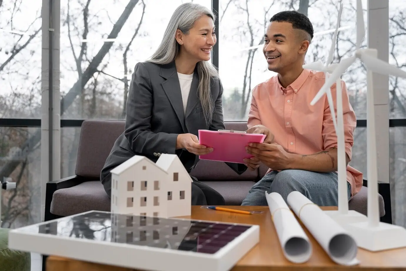 A business professional planning for alternative energies.